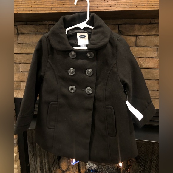 NWT Toddler Girl Black Dress Pea Coat *wool blend* - Picture 2 of 6